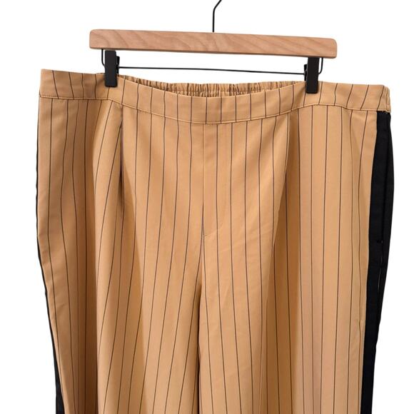 La Ligne x Target Side Stripe Pinstripe Wide Leg Trousers Tan Black Size 1X - Picture 3 of 8
